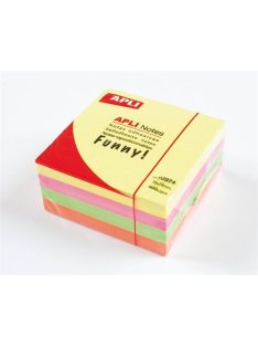   Öntapadó jegyzettömb, 75x75 mm, 400 lap, APLI "Funny", neon (LNP10974)