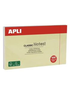   Öntapadó jegyzettömb, 125x75 mm, 100 lap, APLI "Classic", sárga (LNP10976)