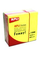 Öntapadó jegyzettömb, 51x51 mm, 250 lap, APLI "Funny", neon (LNP11596)