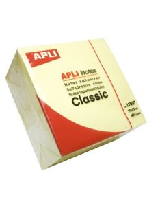   Öntapadó jegyzettömb, 75x75 mm, 400 lap, APLI "Classic", sárga (LNP11597)