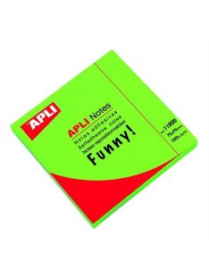   Öntapadó jegyzettömb, 75x75 mm, 100 lap, APLI "Funny", neon zöld (LNP11899)