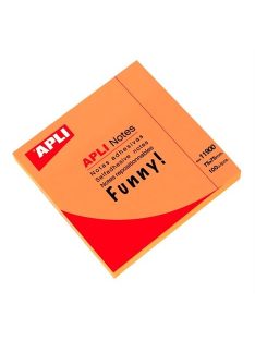   Öntapadó jegyzettömb, 75x75 mm, 100 lap, APLI "Funny", neon narancs (LNP11900)