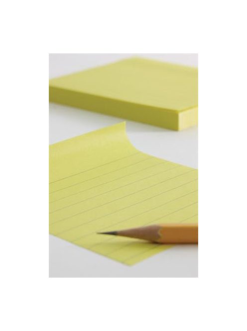 Öntapadó jegyzettömb, vonalas, 100x150 mm, 100 lap, APLI "Classic", sárga (LNP13370)