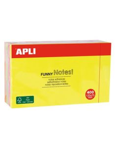   Öntapadó jegyzettömb, 125x75 mm, 400 lap, APLI "Funny", neon (LNP13438)
