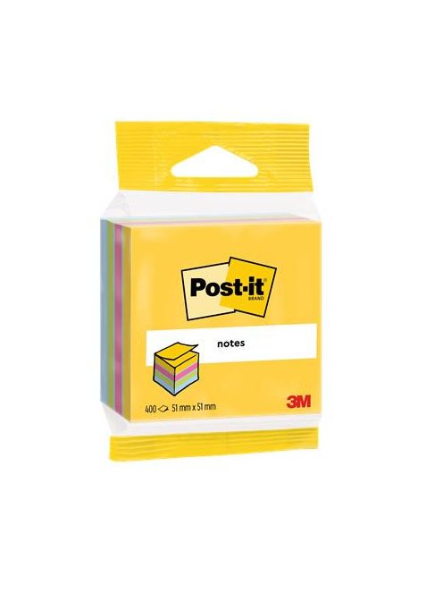 Öntapadó jegyzettömb, 51x51 mm, 400 lap, bliszteres, 3M POSTIT, ultra színek (LP2012MUC)
