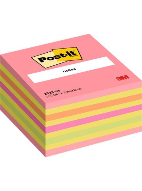 Öntapadó jegyzettömb, 76x76 mm, 450 lap, 3M POSTIT, lollipop pink (LP2028NP)