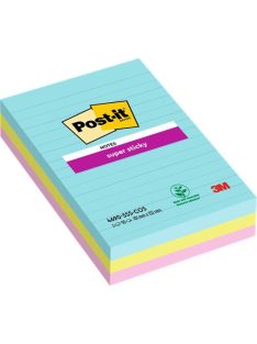  Öntapadó jegyzettömb, vonalas, 3x90 lap, 101x152 mm, 3M POSTIT "Super Sticky Cosmic", vegyes színek (LP34251)