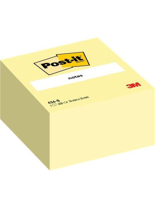 Öntapadó jegyzettömb, 76x76 mm, 450 lap, 3M POSTIT, sárga (LP636B)