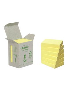   Öntapadó jegyzettömb, 38x51 mm, 6x100 lap, környezetbarát, 3M POSTIT, sárga (LP6531B)