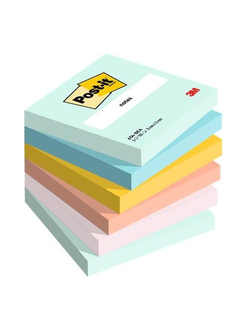 Öntapadó jegyzettömb, 76x76 mm, 6x100 lap, 3M POSTIT "Beachside", vegyes színek (LP6546BEA)