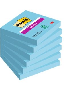   Öntapadó jegyzettömb, 76x76 mm, 6x90 lap, 3M POSTIT "Super Sticky", kék (LP6546SSBLU)