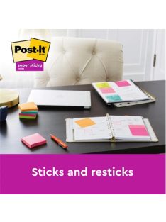   Öntapadó jegyzettömb, 76x76 mm, 6x90 lap, 3M POSTIT "Super Sticky Playful", vegyes színek (LP6546SSPLA)