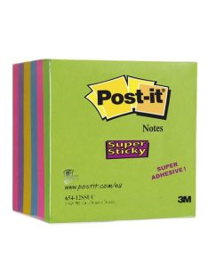   Öntapadó jegyzettömb, 76x76 mm, 12x90 lap, 3M POSTIT "Super Sticky", vegyes (LP654SUC)