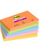 Öntapadó jegyzettömb, 76x127 mm, 5x90 lap, 3M POSTIT "Super Sticky Boots", vegyes színek (LP6555SSBO)