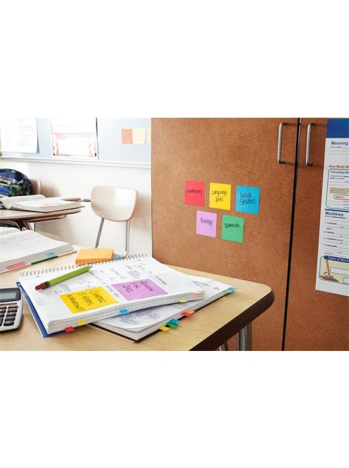 Öntapadó jegyzettömb, 76x127 mm, 5x90 lap, 3M POSTIT "Super Sticky Boots", vegyes színek (LP6555SSBO)