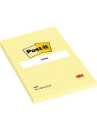 Öntapadó jegyzettömb, 102x152 mm, 100 lap, vonalas, 3M POSTIT, sárga (LP6601)