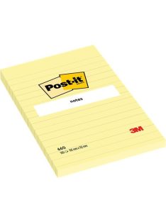   Öntapadó jegyzettömb, 102x152 mm, 100 lap, vonalas, 3M POSTIT, sárga (LP6601)