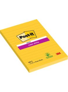   Öntapadó jegyzettömb, 102x152 mm, 90 lap, vonalas, 3M POSTIT "Super Sticky", sárga (LP660S)