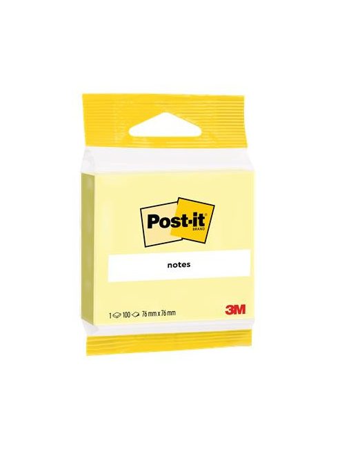 Öntapadó jegyzettömb, 76x76 mm, 100 lap, 3M POSTIT, sárga (LP6820B)