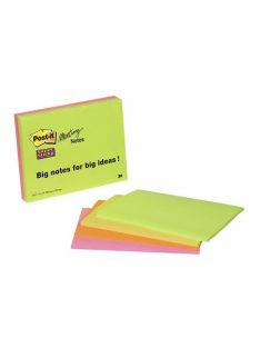  Öntapadó jegyzettömb, 203x152 mm, 4x45 lap, 3M POSTIT "Super Sticky", vegyes színek (LP6845SSP)