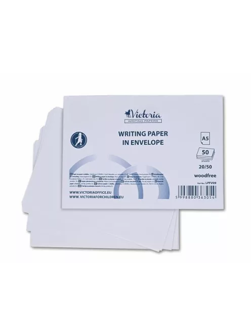 Írólap, famentes, A5, 20/50, VICTORIA PAPER "Borítékos" 60g (LPFV09)