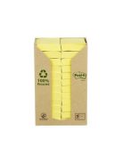 Öntapadó jegyzettömb, 38x51 mm, 24x100 lap, környezetbarát, 3M POSTIT, sárga (LPK6531T)