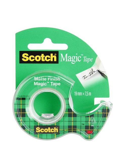 Ragasztószalag, adagolón, kézi, 19 mm x 7,5 m, 3M SCOTCH "Magic Tape 810" (LPM81975D)