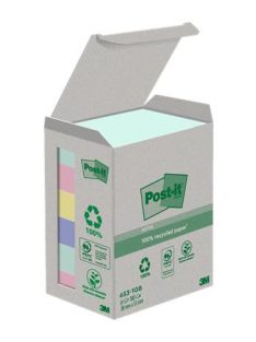   Öntapadó jegyzettömb, 38x51 mm, 6x100 lap, környezetbarát, 3M POSTIT "Nature", vegyes pasztell színek (LPN6531GB)