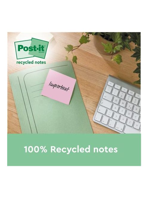Öntapadó jegyzettömb, 38x51 mm, 24x100 lap, környezetbarát, 3M POSTIT "Nature", vegyes pasztell színek (LPN6531RPT)