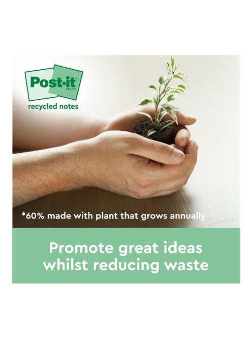 Öntapadó jegyzettömb, 38x51 mm, 24x100 lap, környezetbarát, 3M POSTIT "Nature", vegyes pasztell színek (LPN6531RPT)