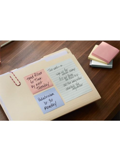 Öntapadó jegyzettömb, 76x76 mm, 16x100 lap, környezetbarát, 3M POSTIT "Nature", vegyes pasztell színek (LPN6541RPT)