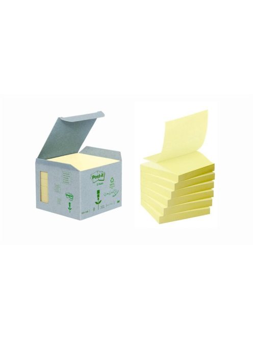 Öntapadó jegyzettömb, "Z", 76x76 mm, 6x100 lap, környezetbarát, 3M POSTIT, sárga (LPR3301B)