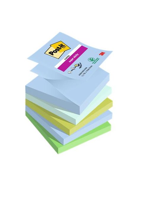 Öntapadó jegyzettömb, "Z", 76x76 mm, 5x90 lap, 3M POSTIT "Super Sticky Oasis", vegyes színek (LPR3305SSOAS)