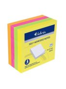 Öntapadó jegyzettömb, 75x75 mm, 400 lap, VICTORIA OFFICE, neon (LV7575N4)