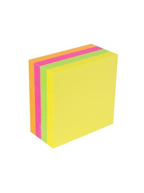 Öntapadó jegyzettömb, 75x75 mm, 400 lap, VICTORIA OFFICE, neon (LV7575N4)