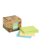 Öntapadó jegyzettömbtorony, 75x75 mm, 6x100 lap, környezetbarát, VICTORIA OFFICE, "Green", vegyes (LVR7575)