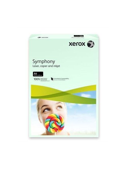 Fénymásolópapír, színes, A4, 160 g, XEROX "Symphony", világoszöld (pasztell) (LX92836) (LX92836)