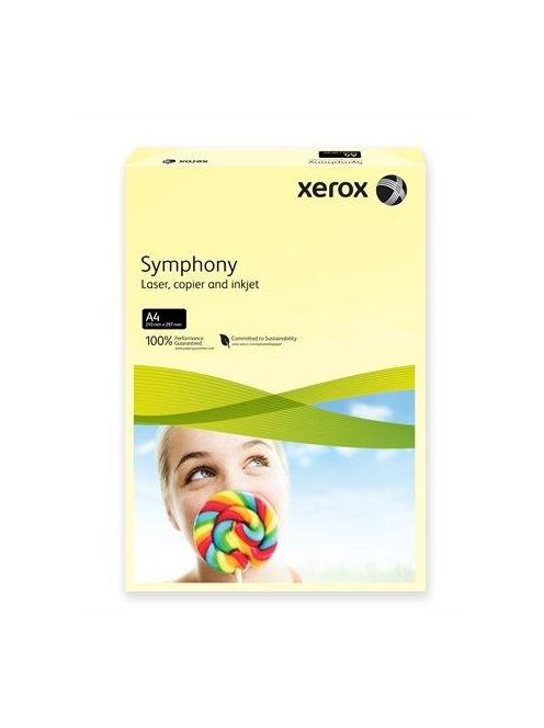 Másolópapír, színes, A4, 160 g, XEROX "Symphony", világossárga (pasztell) (LX93231) (LX93231)