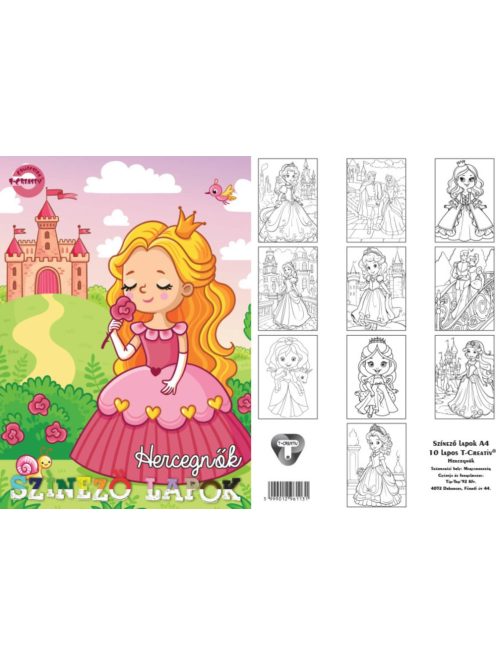 Színező lapok T-Creativ A/4 10 lapos, Hercegnők