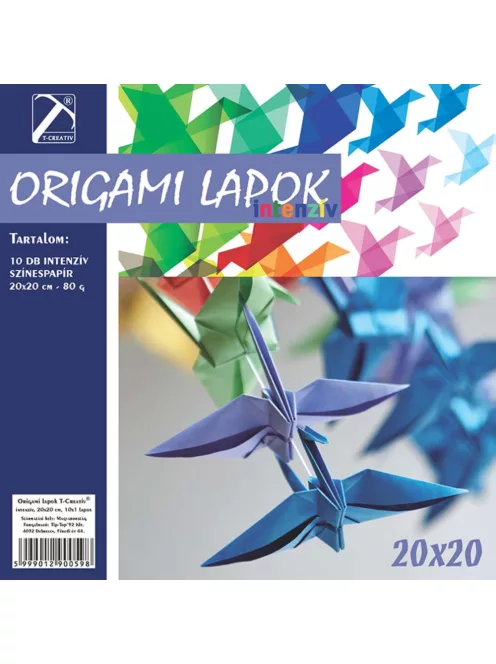 Origami lap T-Creativ 20x20 cm intenzív, 10 lapos, 25 db/csomag