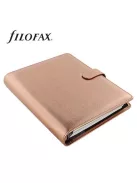 Kalendárium, gyűrűs, betétlapokkal, A5 méret, FILOFAX, "Saffiano Metallic", rózsaarany (NFX022572)