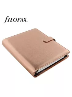   Kalendárium, gyűrűs, betétlapokkal, A5 méret, FILOFAX, "Saffiano Metallic", rózsaarany (NFX022572)