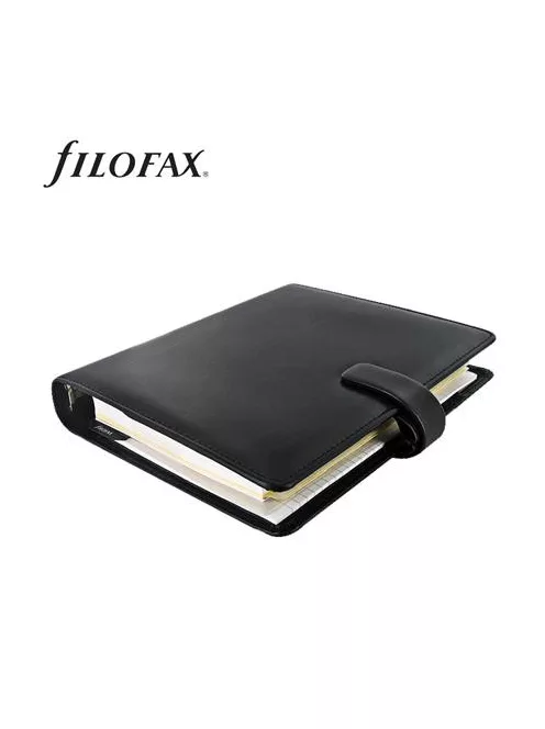 Kalendárium, gyűrűs, betétlapokkal, A5, FILOFAX "Metropol", fekete (NFX026968)