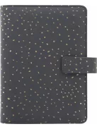 Kalendárium, gyűrűs, betétlapokkal, personal méret, FILOFAX, "Confetti", fekete (NFX028722)