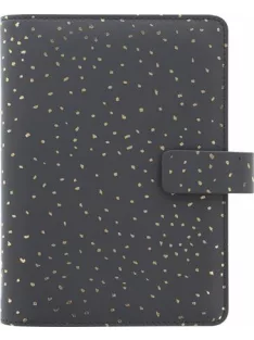   Kalendárium, gyűrűs, betétlapokkal, personal méret, FILOFAX, "Confetti", fekete (NFX028722)