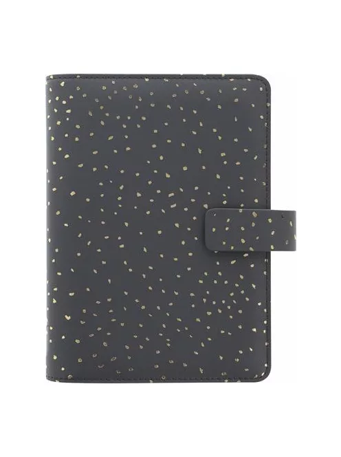 Kalendárium, gyűrűs, betétlapokkal, personal méret, FILOFAX, "Confetti", fekete (NFX028722)