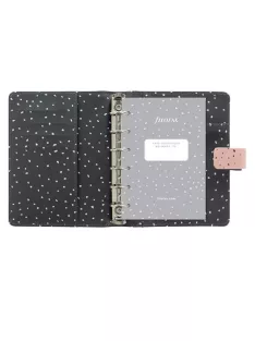   Kalendárium, gyűrűs, betétlapokkal, pocket méret, FILOFAX, "Confetti", rózsakvarc (NFX028725)