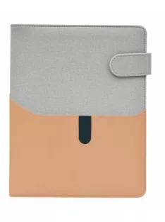   Kalendárium, gyűrűs, betétlapokkal, "L", műbőr, SATURNUS, "229", szürke-lazac (NKL229SZL)