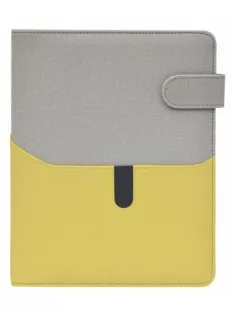   Kalendárium, gyűrűs, betétlapokkal, "L", műbőr, SATURNUS, "229", szürke-sárgászöld (NKL229SZS)