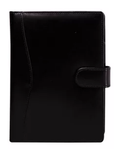   Kalendárium, gyűrűs, betétlapokkal, "L", újrahasznosított bőr, SATURNUS, "418", fekete (NKL418FK)